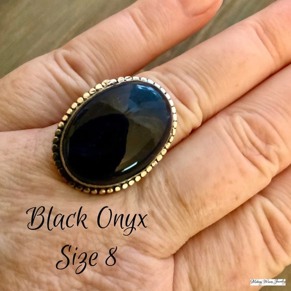 Making Waves Jewelry and Accessories Jewelry - Black Onyx Silver Ring 8